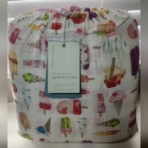 Little Unicorn "Brain Freeze" Ice Cream Print Quilted Muslin Throw